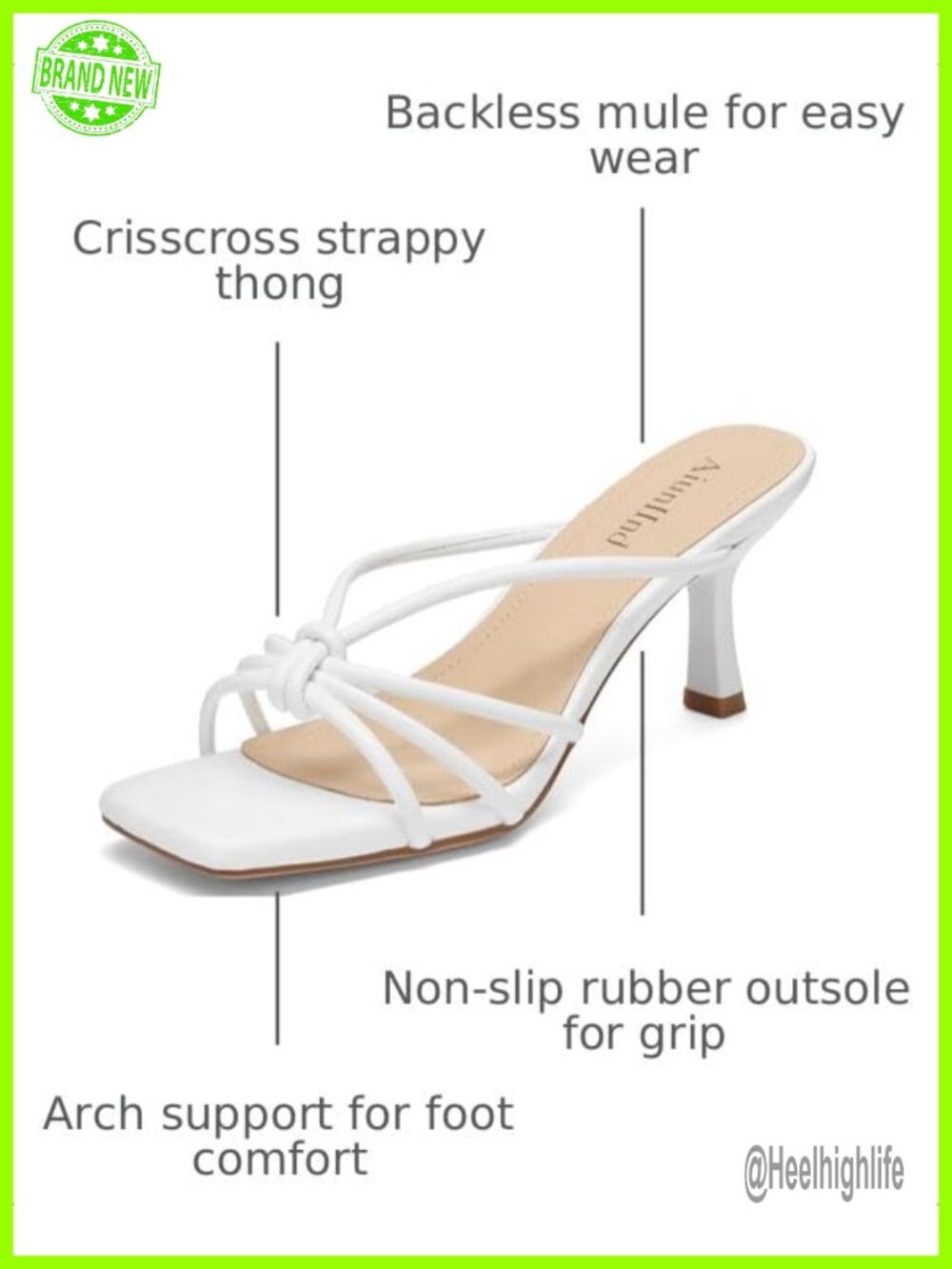 Kitten Heel Sandals Square Open Toe Slip On Faux Leather Dressy
